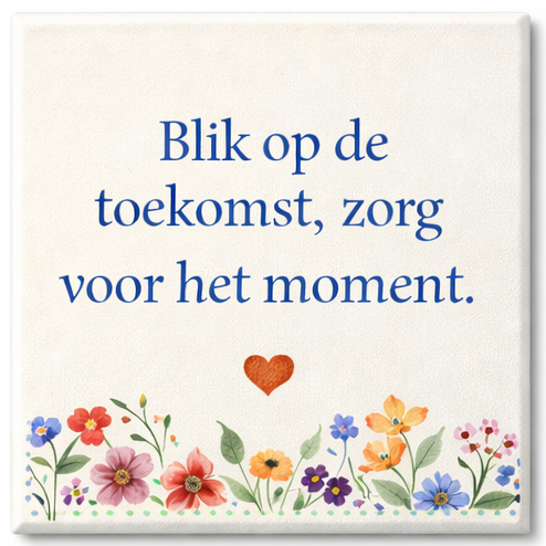 Tegeltje met spreuk – Blik op de toekomt
