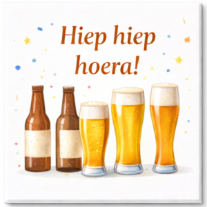 Verjaardags tegeltje Hiep hiep hoera