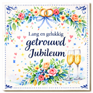 Huwelijks tegeltje – Lang en gelukkig getrouwd jubileum